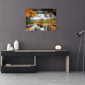 Obraz na szkle - Wodospady Huay Mae Khamin, Tajlandia (70x50 cm)