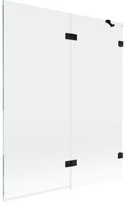 Mexen Lunar parawan nawannowy 2-skrzydłowy prawy 140 x 150 cm, transparent, czarny - 897-140-100-70-00-P