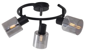 Nowoczesna lampa sufitowa czarna ze szklanym spiralnym kloszem 3-punktowym - Cilin