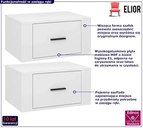 Komplet dwóch wiszących szafek nocnych biały połysk - Triniti