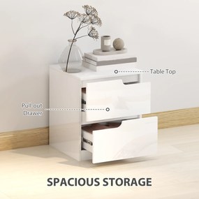 HOMCOM szafka nocna, stolik boczny ze szufladami, płyta wiórowa, stylowy, biały