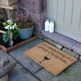 Wycieraczka ze świątecznym motywem z włókna kokosowego 40x60 cm White Wine Christmas – Artsy Doormats