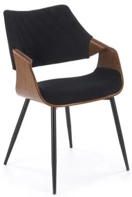 Krzesło tapicerowane K586 VELVET czarne/orzech HALMAR