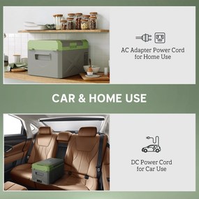 Outsunny 16,3L Lodówka Kompressorowa Elektryczna z Funkcją ECO Szary+Zielony