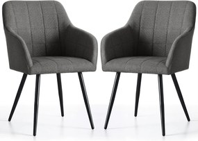 Zestaw 2 grafitowych krzeseł pikowanych C0-B79