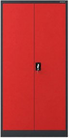 Szafa metalowa ze schowkiem antracytowo-czerwona: TOMASZ, 900 x 1850 x 450 mm