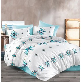 BedTex Bawełniana pościel Hippi turkusowa, 140 x200 cm, 70 x 90 cm, 140 x 200 cm, 70 x 90 cm