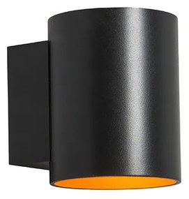 Zestaw 2 lamp ściennych czarny ze złotym okrągłym - Sola Nowoczesny Oswietlenie wewnetrzne