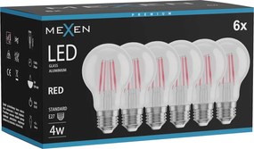 Mexen Vintis 6x żarówka filament LED E27, A60, 4W, 55 lm, red - L150-E27-04XX-45x06