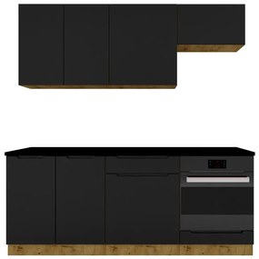 Komplet mebli kuchennych dąb artisan + czarny - Orfa 27X
