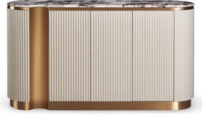 Ryflowana komoda glamour Stilig ST917B, kremowa