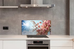 Szklany Panel Magnolia na tle Błękitnego Nieba