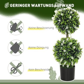 HOMCOM Zestaw 2 sztuk roślin sztucznych, odporna na UV roślina sztuczna w doniczce, 70 cm roślina do salonu, ogrodu