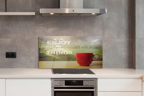 Szklany Panel Napis na Kubku w Naturze