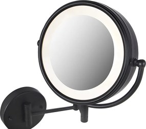 Designerskie lustro ścienne czarne z wbudowanym regulowanym oświetleniem LED IP44 z włącznikiem sznurkowym - Vicino