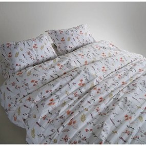 Biała pościel jednoosobowa z bawełny renforcé 140x200 cm Floral Dance Autumn – Mila Home Luxury