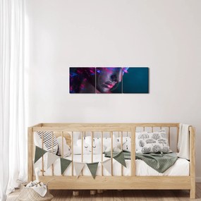 Błyszczący obraz kobiety (z zegarem) (90x30 cm)