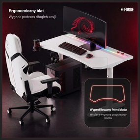 Elektryczne biurko dla graczy RGB Diablo X-Forge, 140x70 cm, białe