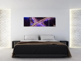 Obraz dużego skrzyżowania w nocy (170x50 cm)