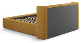 Musztardowe tapicerowane łóżko dwuosobowe ze schowkiem ze stelażem 180x200 cm Jason – Windsor &amp; Co Sofas