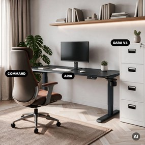 Biurko elektryczne z regulacją wysokości ergonomiczne antracytowe,1600x800 mm: ARIA