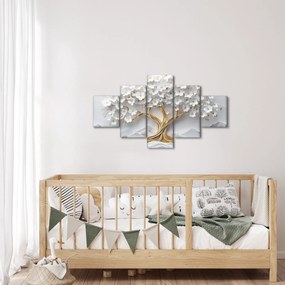 Obraz – Eleganckie drzewo życia 3D pełne kwiatów (125x70 cm)