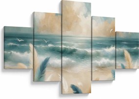 Obraz – Malowana plaża w delikatnych kolorach (125x70 cm)