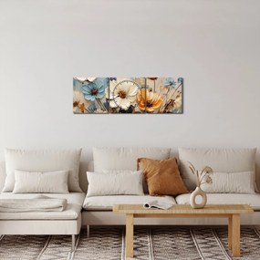 Obraz - Bukiety, malarstwo (z zegarem) (90x30 cm)