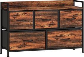 HOMCOM Komoda z Składanymi Szufladami z Tkaniny, Blat z Melaminy, Rama Stalowa, Brąz