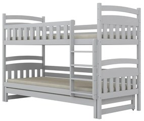 Łóżko piętrowe JULITA 160x80 białe drewniane trzyosobowe KOCOT KIDS