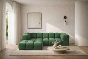 Narożnik w kształcie L Averro, tkanina Bluvel, Zielony, Lewy