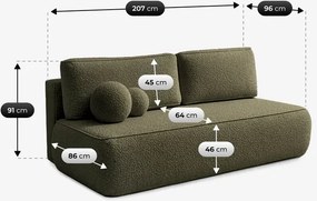 Sofa z Funkcją Spania ARVETO Oliwkowa Boucle Nowoczesna