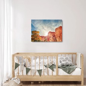Obraz na szkle - wskaźnik z napisem (70x50 cm)