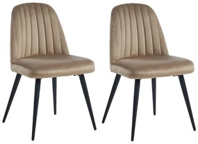 Zestaw 2 krzeseł ELEANA – welur i metal w kolorze czarnym – kolor beżowy