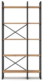 Czarno-naturalny regał w dekorze dębu 87,5x175 cm Dusan – Marckeric