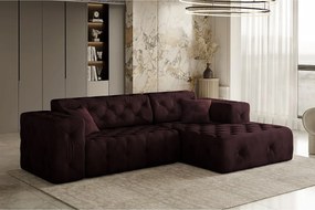 Narożnik w kształcie L LUX, tkanina Whisper, Bordowy, Prawy