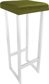 Hoker ALEX krzesło barowe tkanina Welur podstawa metalowa : Kolor Stelaża - Biały, Kolor tkaniny - VELVET - BL75, Wysokość - 90 cm