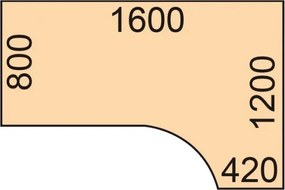 Narożne biurko PRIMO WHITE, 160x120 cm, prawe, biały/wenge