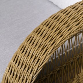 Outsunny Fotel Bujany Boho Rattan PE Zdejmowalne Pokrowce Naturalny Jasnoszary Relaks w Stylu | Aosom PL