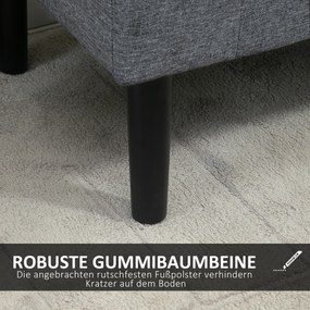 HOMCOM Ławka z miejscem do przechowywania, belastbar do 130 kg, wygląd lnu, drewno kauczukowe, 116 x 44 x 58 cm, Jasnoszary