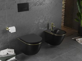 Mexen Lena bidet wiszący, czarny mat/złoty linia - 35224875