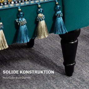 HOMCOM Tapicerowana ławka, Ławka w stylu vintage, do 150 kg, 117x40x58 cm, Zielony