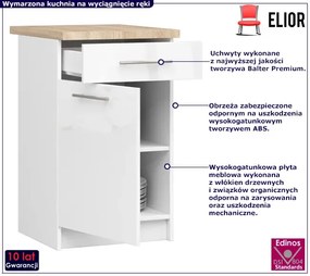 Nowoczesna szafka kuchenna do zabudowy biały połysk - Cortez 10x