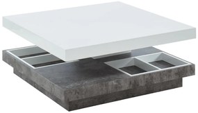 Stolik kawowy FAUSTO – Obrotowy blat – MDF lakierowany biały betonowy