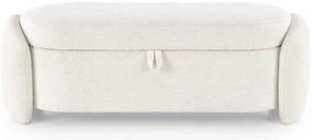 Ławka, Pufa FICARIA z pojemnikiem w kolorze kremowym, tkanina boucle, 150x40x47 cm