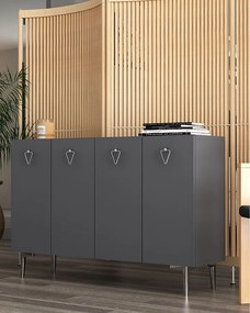 Komoda – 120 cm x 80 cm x 29,6 cm – antracyt i srebro – płyta MDF