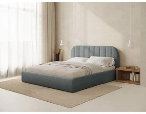 Ciemnoszare tapicerowane łóżko dwuosobowe ze schowkiem ze stelażem 180x200 cm Juno – Windsor &amp; Co Sofas