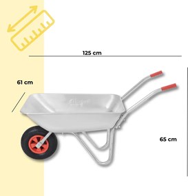 Taczka ogrodowa ocynkowana LARRY, max. pojemność 80l/100kg, srebrna/czarna Gardebruk