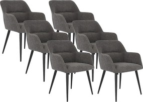 Zestaw 6 krzeseł HEKA - Podłokietniki - Tkanina i metal - Szary