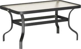 Outsunny Stolik z Twardym Szkłem i Falistym Designem, Zaokrąglone Rogi, Stół Balkonowy 95x55 cm, Czarny